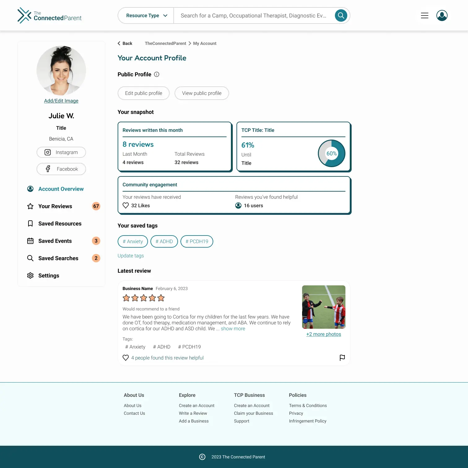 User Profile Overview Screen